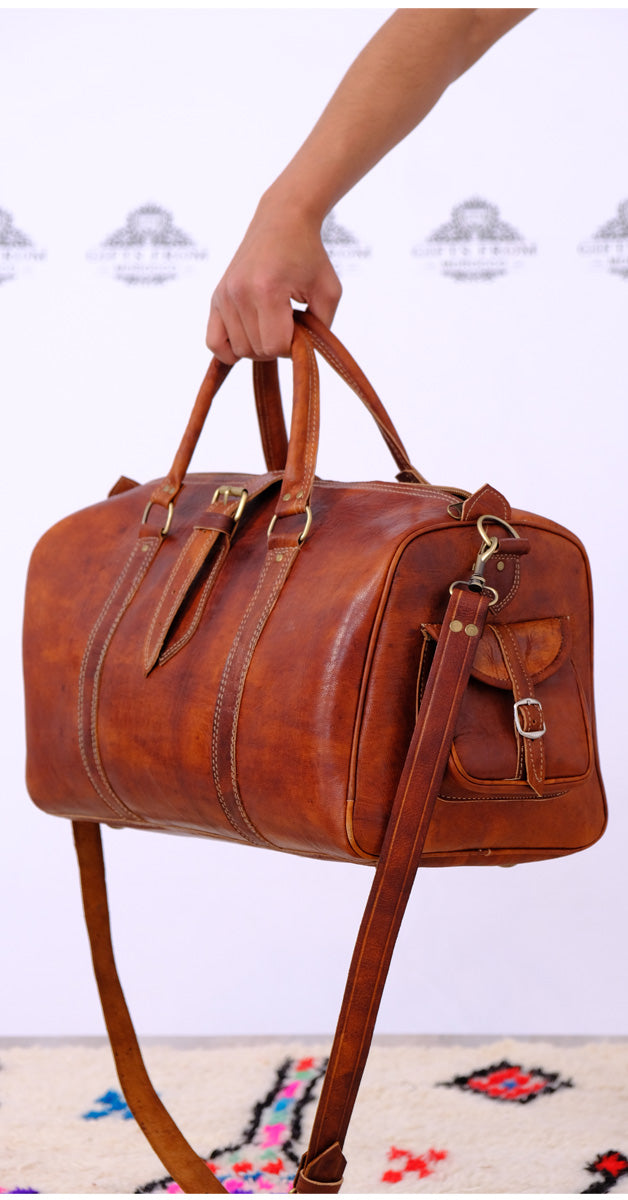 Handmade Chic Weekender Bag - GFM -giftsfrommorocco-morocco leather